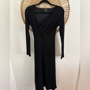 Bardot black maxi surplice knit ribbed maxi dress